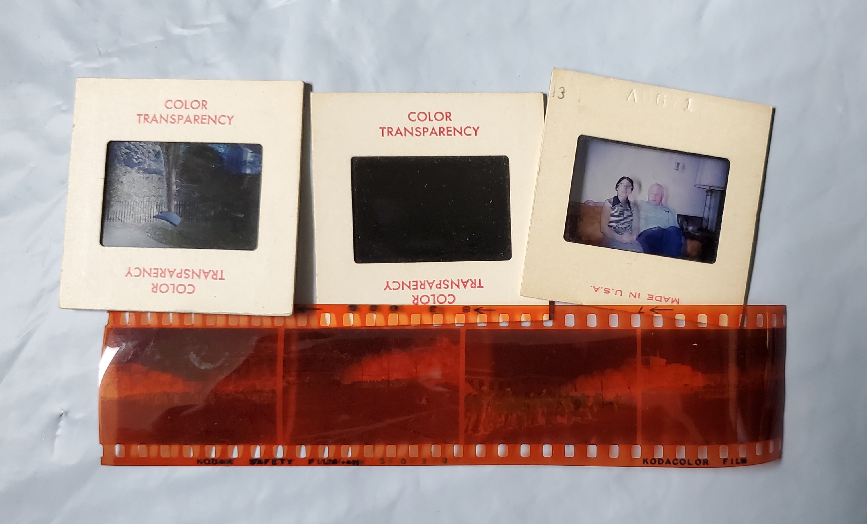 35mm photo slides and film negatives ready for scanning.